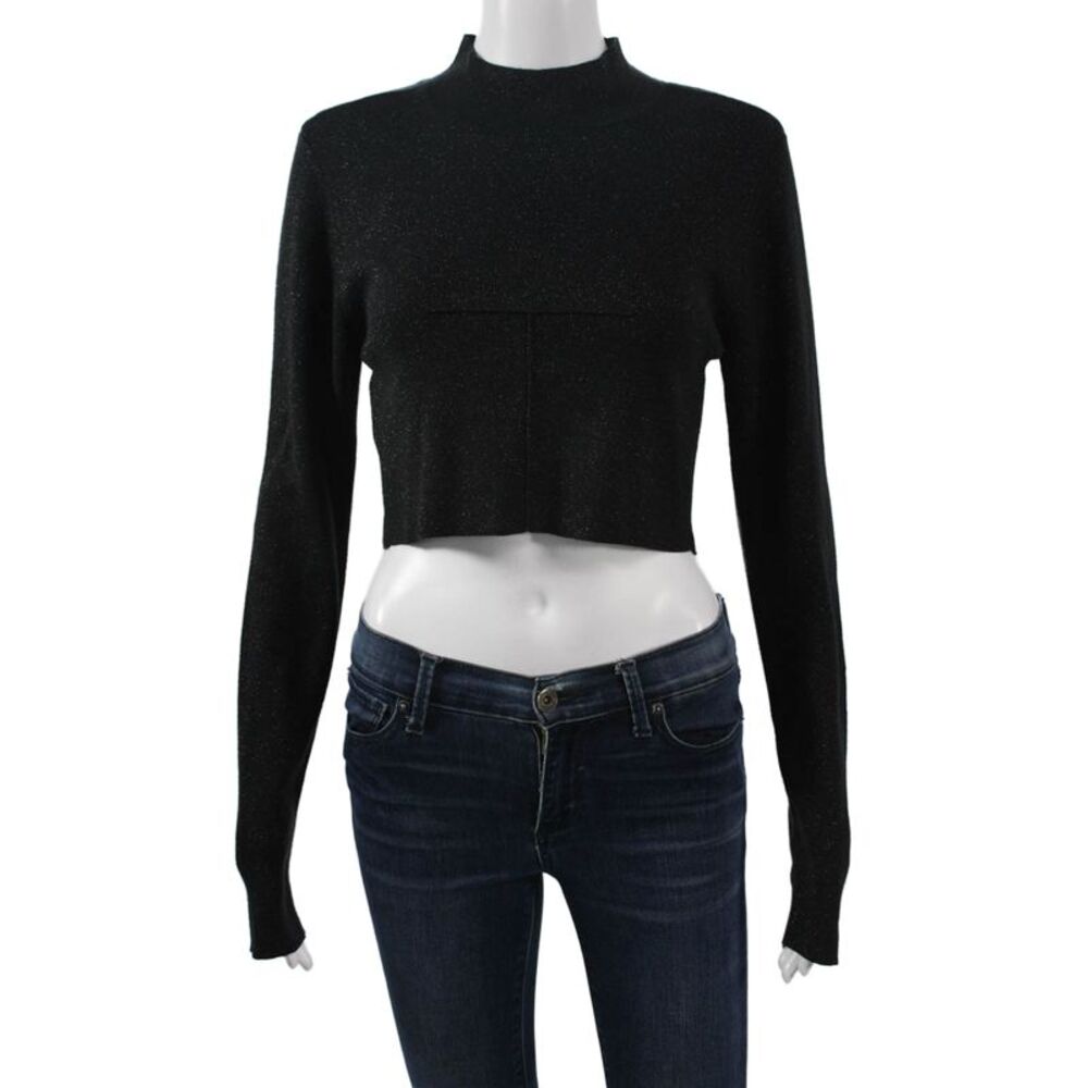 Ksubi Unisex Pullover Sweater Black Mock Neck 90s Long Sleeve Size M